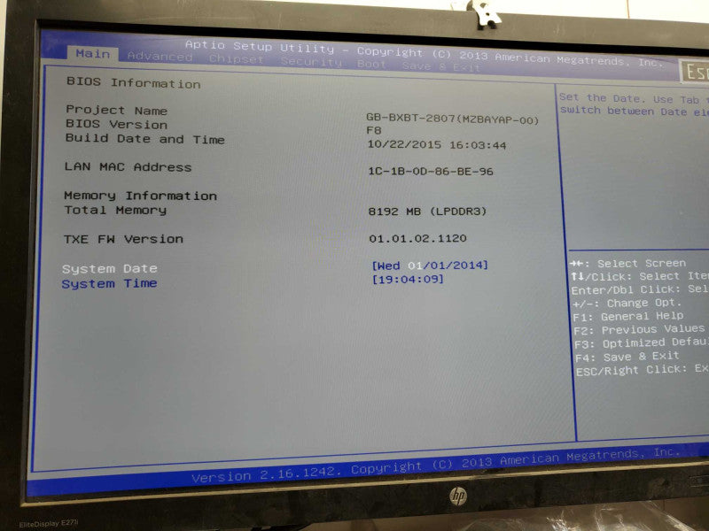 Gigabyte GB-BXBT-2807 Celeron N2807 @1.58GHz 8GB RAM No HDD )