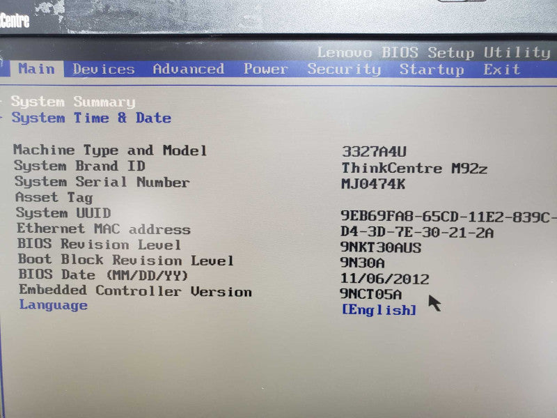 Lenovo ThinkCenter M92Z I7-3770S@3.1GHz 2GB DDR3 No HDD [