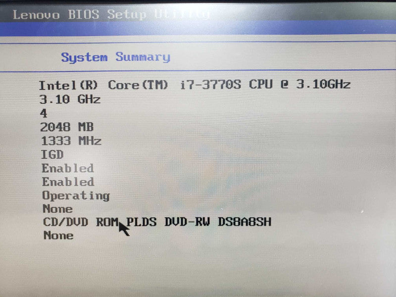 Lenovo ThinkCenter M92Z I7-3770S@3.1GHz 2GB DDR3 No HDD [