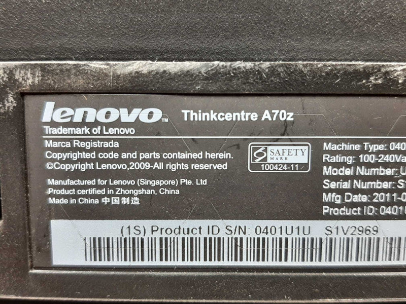 Lenovo ThinkCentre A70z AIO 19\\", Intel Celeron E3400 2.6GHz/2GB, NO HDD ~