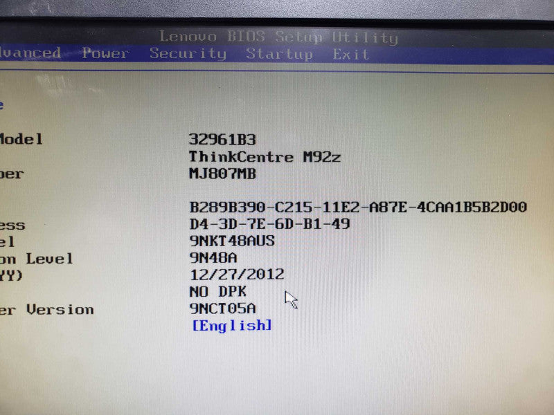 Lenovo ThinkCenter M92Z I7-3770S@3.1GHz 1GB DDR3 No HDD [