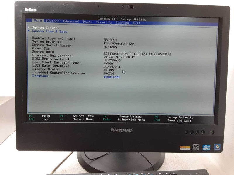 Lenovo thinkcentre M92z AIO, Core I5-3470T 2.9GHz, 8GB RAM, 500GB HDD, Read _