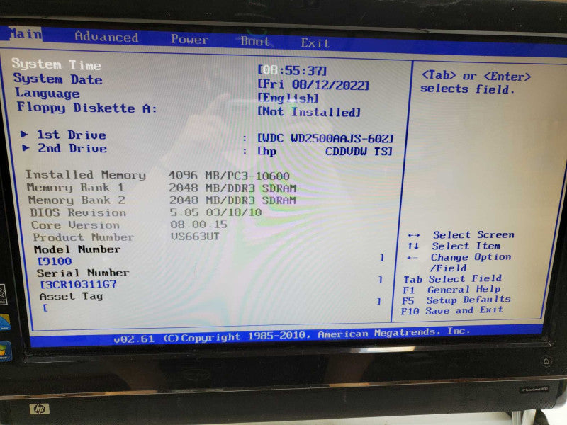 HP TouchSmart 9100 AIO 23\\" Intel Core 2 Duo T6570 2.10GHz 4GB RAM 250GB HDD )