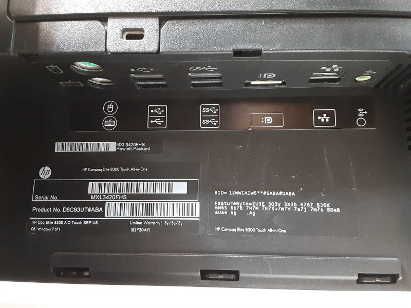HP Compaq Elite 8300 AIO, Core I7-3770 3.4GHz, 8GB RAM, TB HDD _