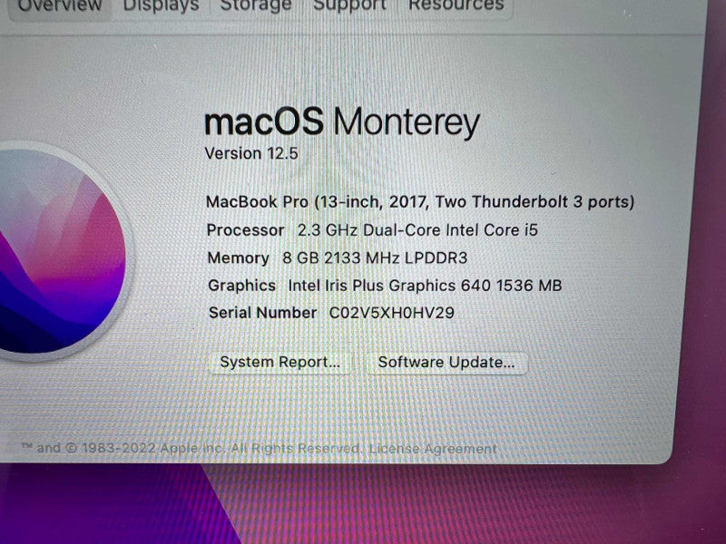 MacBook Pro (13-inch) 2017 with i5 CPU @ 2.3GHz 8GB RAM & 256GB Storage READ -