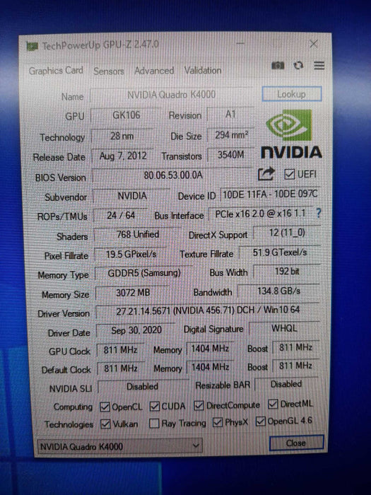 NVIDIA Quadro K4000 3GB GDDR5 HP, 100% TESTED ~