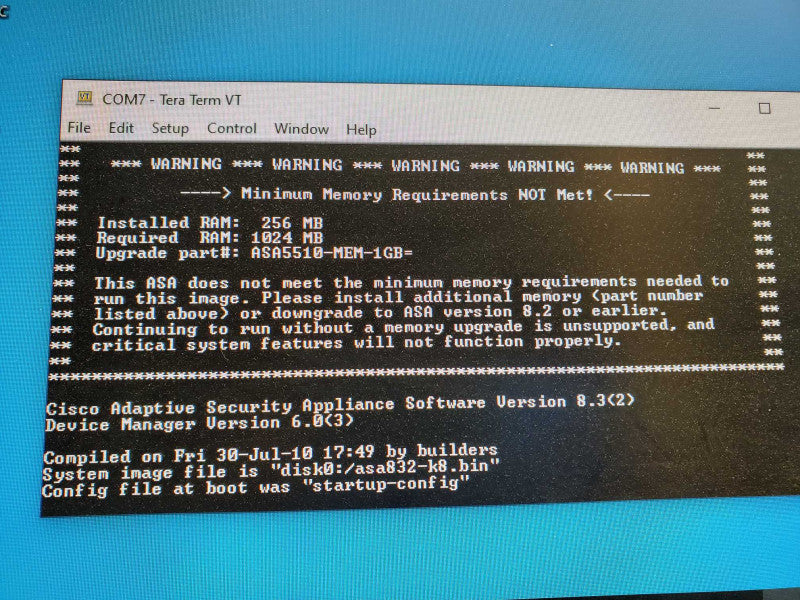 Cisco ASA5510 Adaptive Security Appliance 256M RAM Celeron 1599MHz _reset )