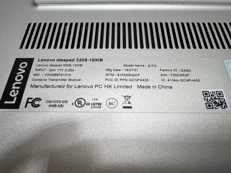 Lenovo IdeaPad 330S with i7-8550U CPU 8GB RAM & 256GB SSD Storage -