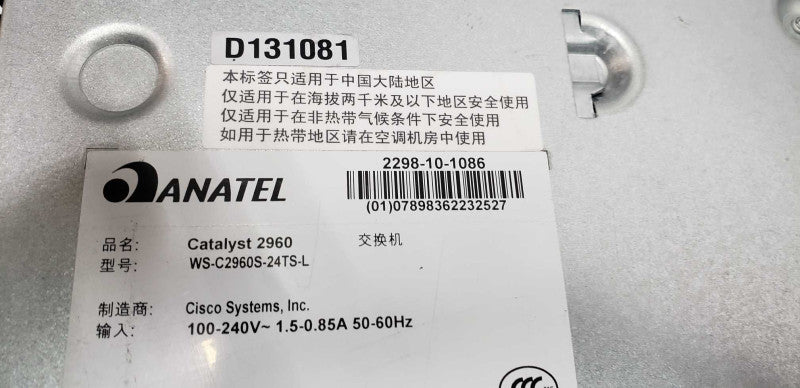 Cisco WS-C2960S-24TS-L 24 x Ports, 4 x SFP LAN Lite Switch, FACTORY RESET #