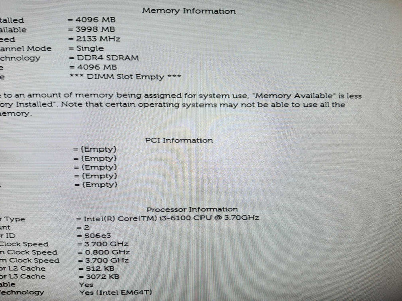 Dell Optiplex 3050 MT i3-6100 3.7GHz/4GB, NO HDDs ~