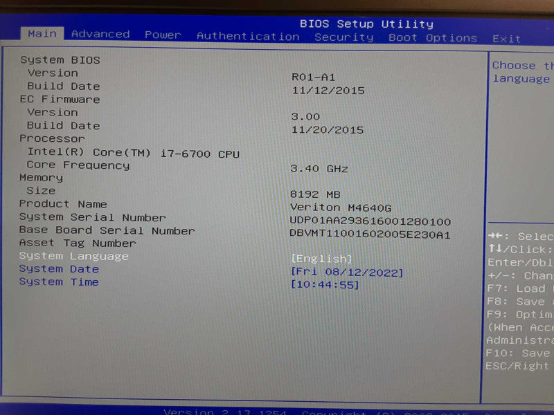 Acer Veriton M4640G PC, Core I7-6700 3.4GHz, 8GB RAM, No HDD, 2x HDD Trays _