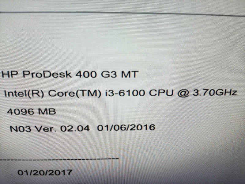 HP ProDesk 400 G3 MT i3-6100 3.7GHz/4GB DDR4, NO HDDS ~