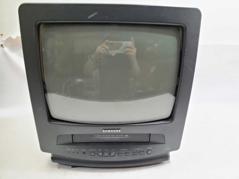 Vintage Samsung CXJ1331 CRT VHS VHF Combo Television 2000_ Power-on tested )