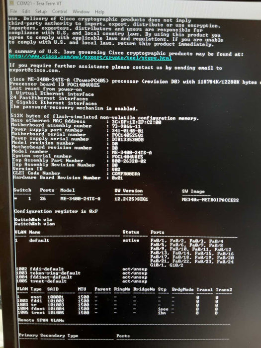 Cisco ME-3400-24TS-A 24-Ports Fast Ethernet Managed Switch   _