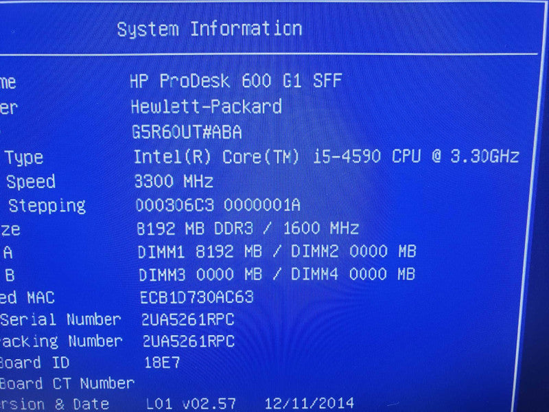 HP ProDesk 600 G1 i5-4590@3.3GHz 8GB DDR3 No HDD READ [