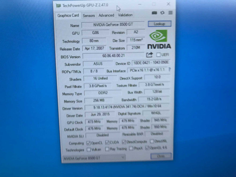 NVIDIA GeForce 8500 GT 256MB Graphics Card (