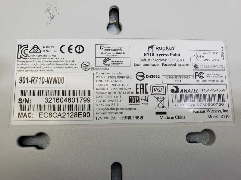 Ruckus Wireless R710 Indoor Access Point, Dual-Band, 901-R710-WW00 )