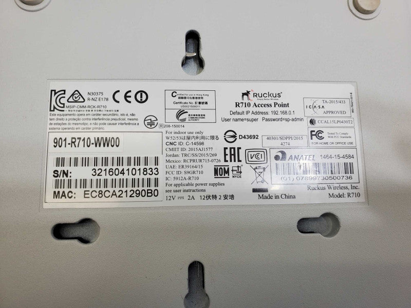 Ruckus Wireless R710 Indoor Access Point, Dual-Band, 901-R710-WW00 )