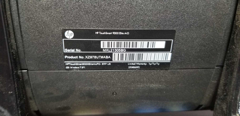 HP TouchSmart TouchScreen  9300 Elite i7-2600 @ 3.4Ghz 8GB DDR3=