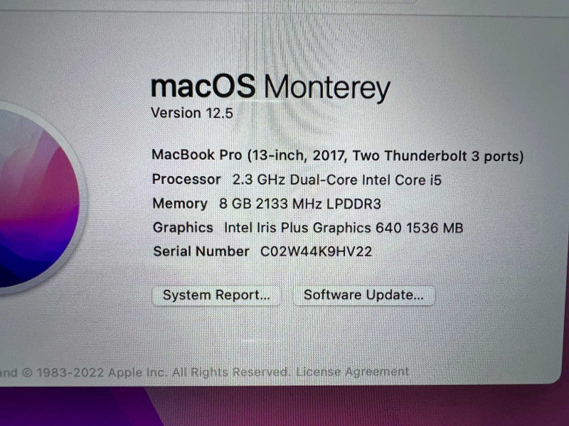 MacBook Pro (13-inch) 2017 with i5 CPU @ 2.3GHz 8GB RAM & 128GB Storage READ -