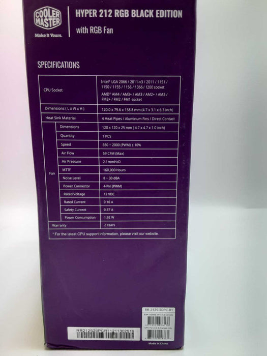 Cooler Master Hyper 212 RGB Black Edition CPU Air Cooler _