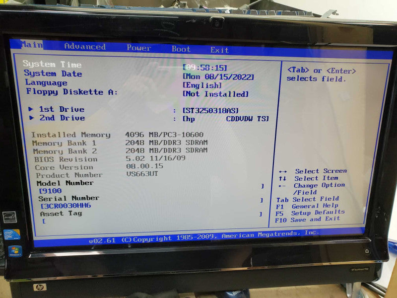 HP TouchSmart 9100 23\\" Core 2 Duo T6570 @2.10GHz 4GB DDR3 250G HDD )