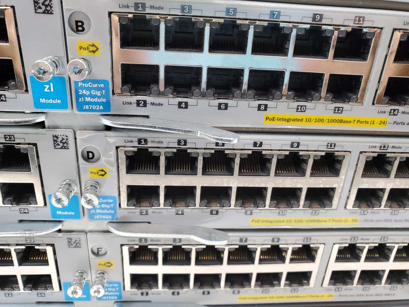HP ProCurve Switch 5406zl J8697A w/ Modules 6x J8702A 2x J8712A Power )