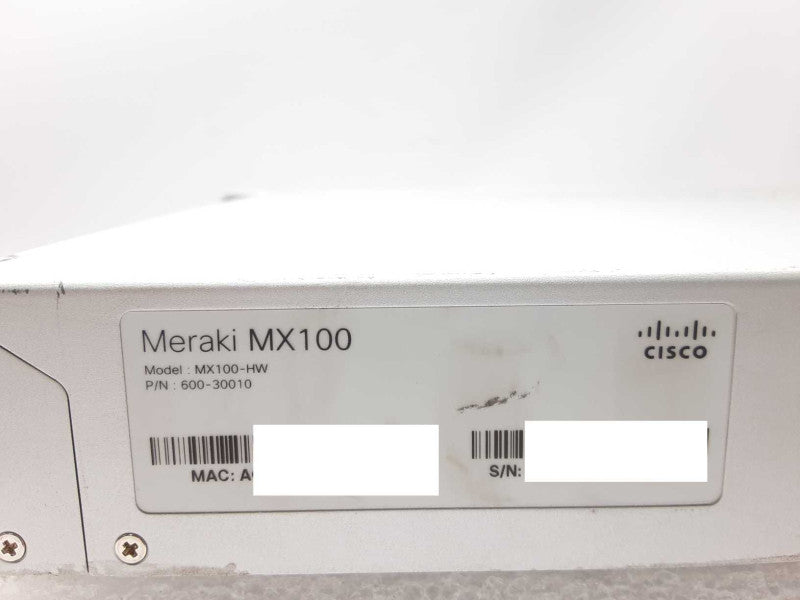 Cisco Meraki MX100 Cloud Managed Firewall MX100-HW CLAIMED, AS-IS _