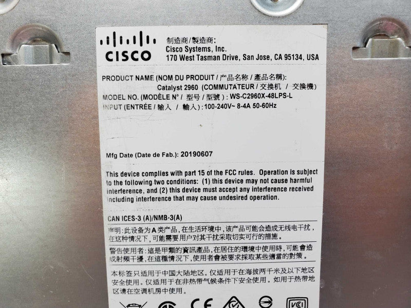 Cisco Catalyst WS-C2960X-48LPS-L 48x Ethernet Gigabit ports Switch (