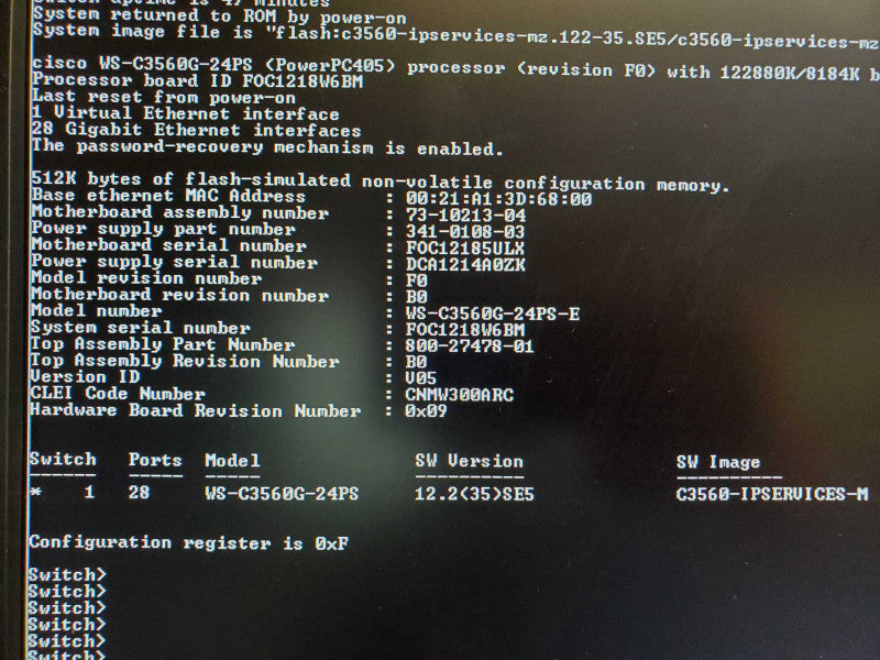 CISCO WS-C3560G-24PS-E Catalyst 3560 24 10/100/1000T PoE + (