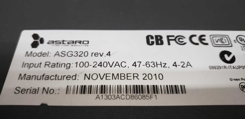 Astaro ASG320 Security Gateway Network Mail Web Web App Wireless Security #