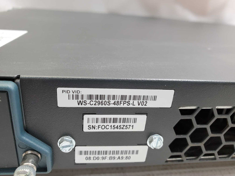 Cisco WS-C2960S-48FPS-L 48-Port PoE+ 4x SPF Network Switch w/ Stack_Rest )