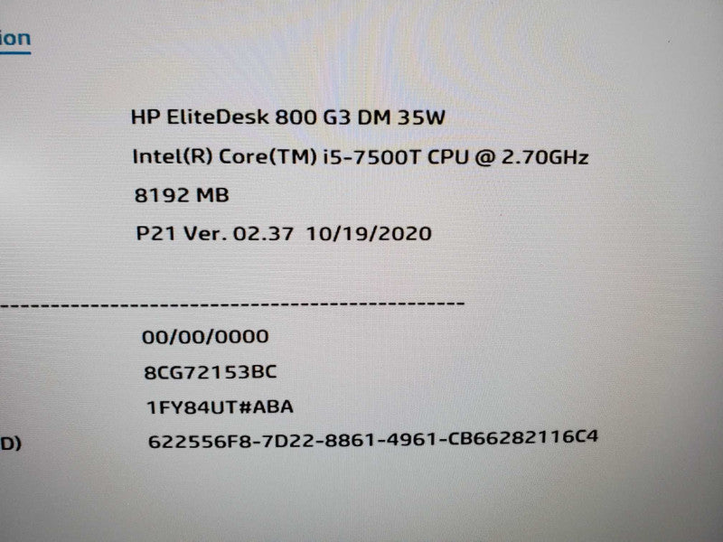 HP EliteDesk 800 G3 Mini i5-7500T 8GB RAM 1TB HDD (