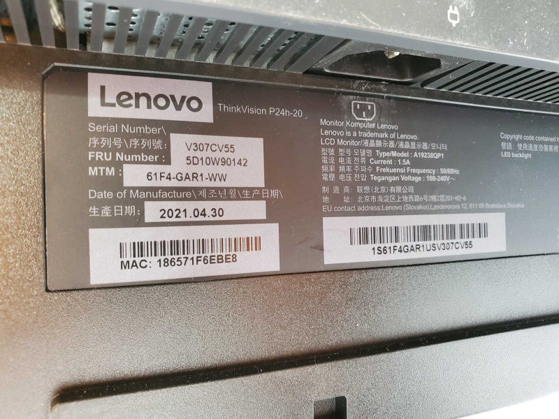 Lenovo 24\\" ThinkVision P24h-20 Quad HD (1440p) IPS W-LED LCD Monitor (