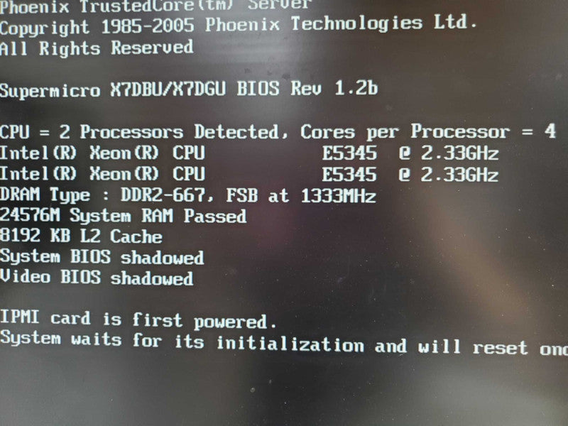 Supermicro X7DBU 1U Server 1x PSU 2x E5345 2.33GHz 24GB RAM No RAID |