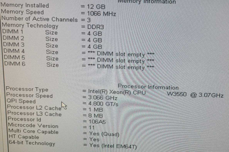 Dell T3500 Xeon W3550 3.07Ghz 12GB LSI Nvidia Quadro 2000 1GB $