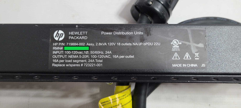 HP Power Distribution Unit 18 Outlet 120vac 719884-002 $