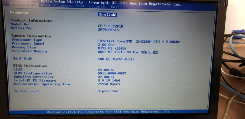Panasonic CF-53 14in toughbook I5-3320M @ 2.60ghz / 8gb ram / see notes #