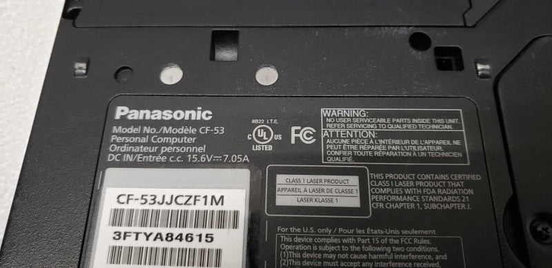 Panasonic CF-53 14in toughbook I5-3320M @ 2.60ghz / 8gb ram / see notes #