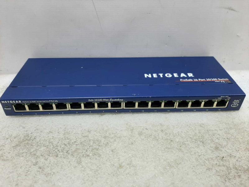 Netgear FS116 Prosafe 16 Port 10/100 Switch, No AC Adapter ~