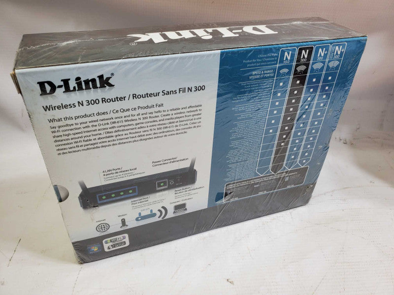 D-LINK WIRELESS N300 ROUTER DIR-615 SMALL HOME OR APARTMENT WIFI )