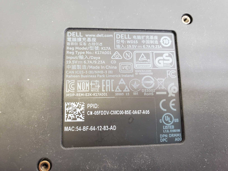 Dell Docking Station K17A K17A001 USB-C USB3.0 )