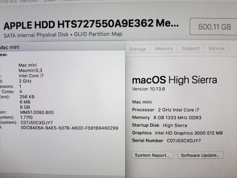 Mac mini Server - M.2011 A1347, i7-2635QM 2.0GHz/8GB, Intel HD 3000, 2x500GB ~