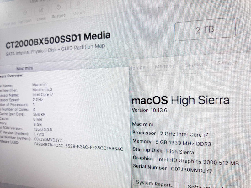 Mac mini Server - M.2011 A1347, i7-2635QM 2.0GHz/8GB, Intel HD 3000, 2TB HDD ~