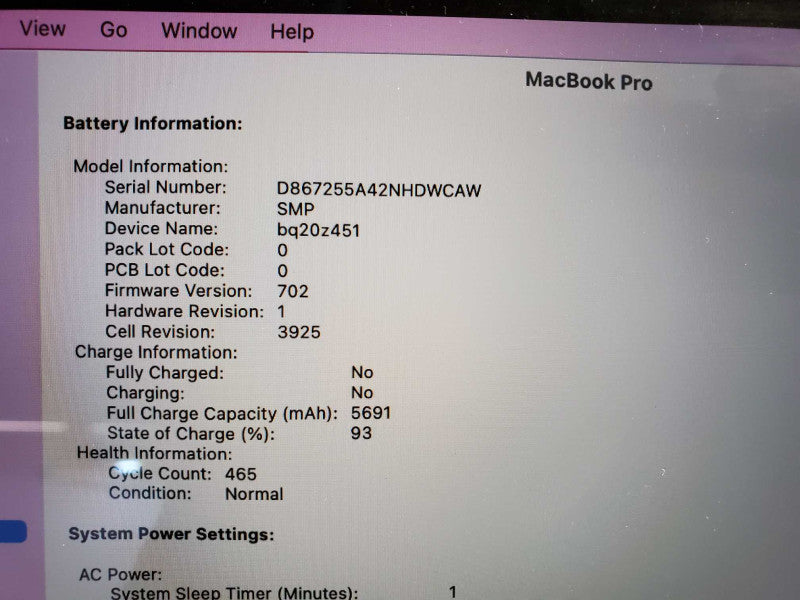 Apple Macbook Pro 15â 2016 Core i7-6700HQ @ 2.6 GHz 16GB 256SSD Radeon 450 2GB (