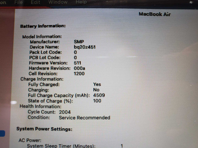 MacBook Air (13-inch, Mid 2013) Core i7-4650U @ 1.7 GHz 8GB 250GB SSD (