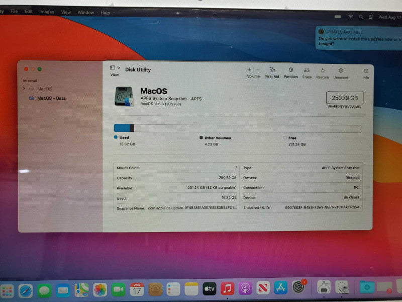 MacBook Air (13-inch, Mid 2013) Core i7-4650U @ 1.7 GHz 8GB 250GB SSD (