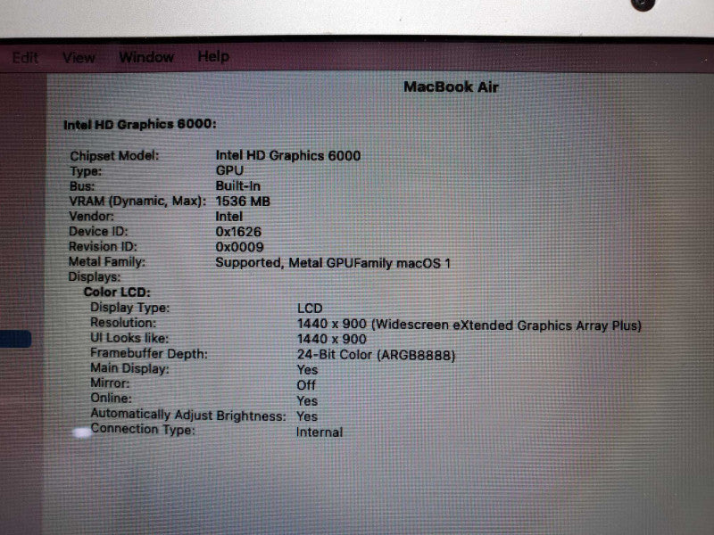 Apple MacBook Air 13\\" E.2015 Core i7-5650U @ 2.2 GHz 8GB DDR3 250GB SSD *READ* (