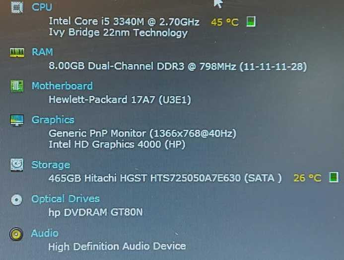 HP Elitebook 8570p i5- 3340M 2.7GHz 8GB RAM 500GB HDD 15.6\\" |