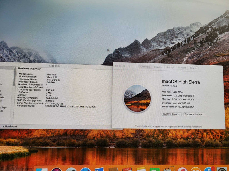 Apple Mac Mini A1347 Late 2014 Core i5-4278U @ 2.60 GHz 8GB RAM )